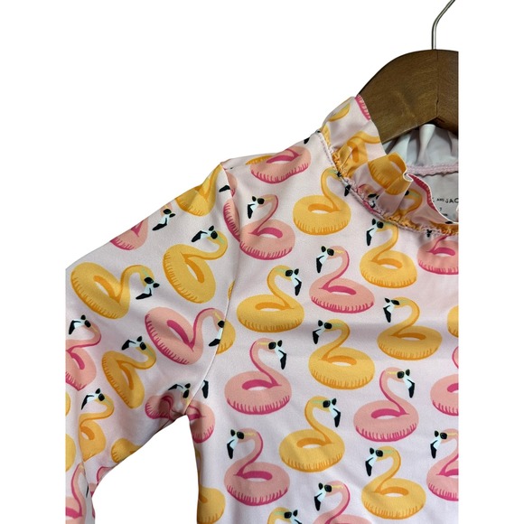 Janie and Jack Girls Top Size 7 Flamingo Print Ruffle Trim Long Sleeve - Picture 3 of 6
